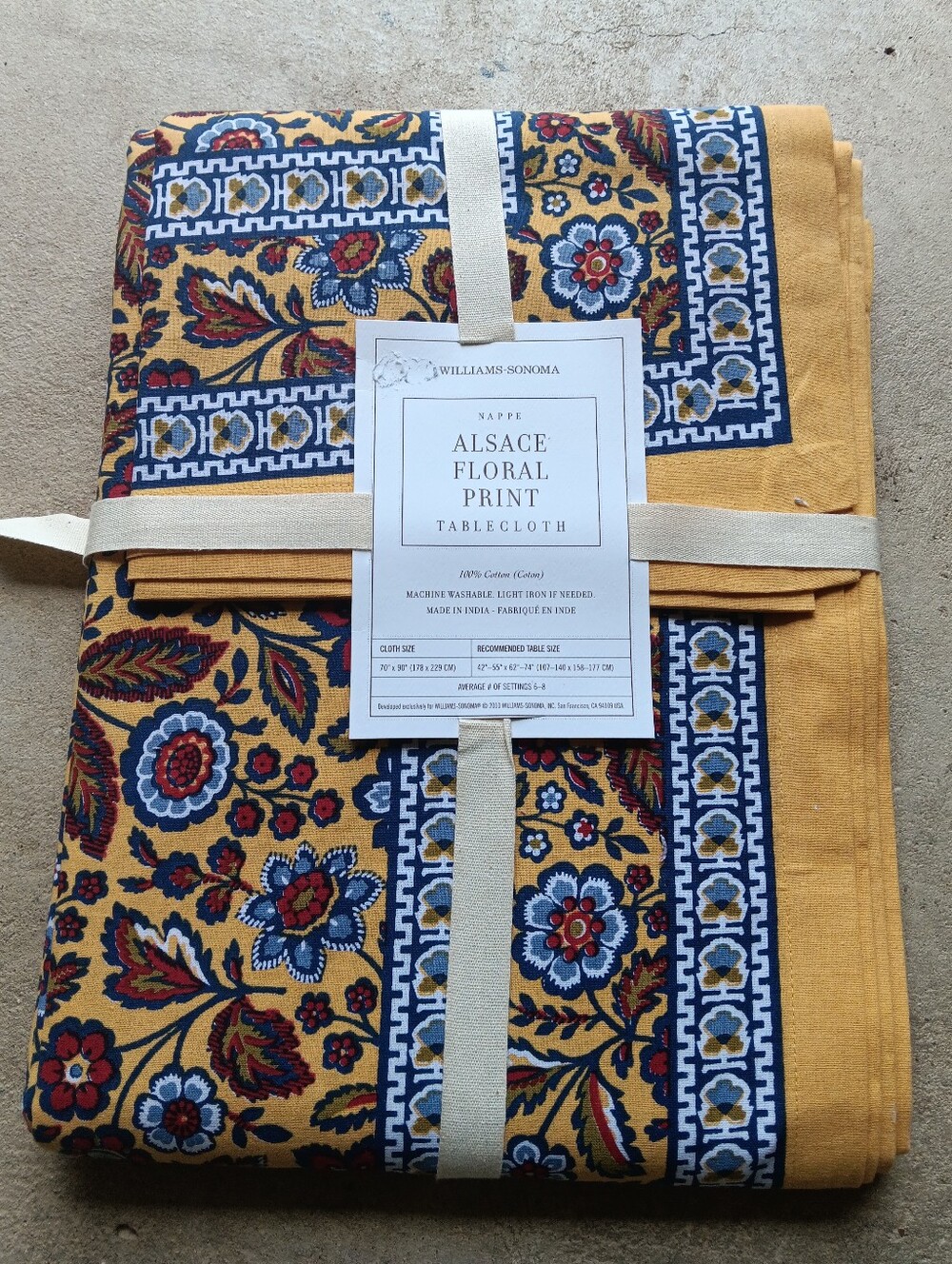 Williams Sonoma Nappe Alsace Floral Print 100% Cotton Tablecloth NWT